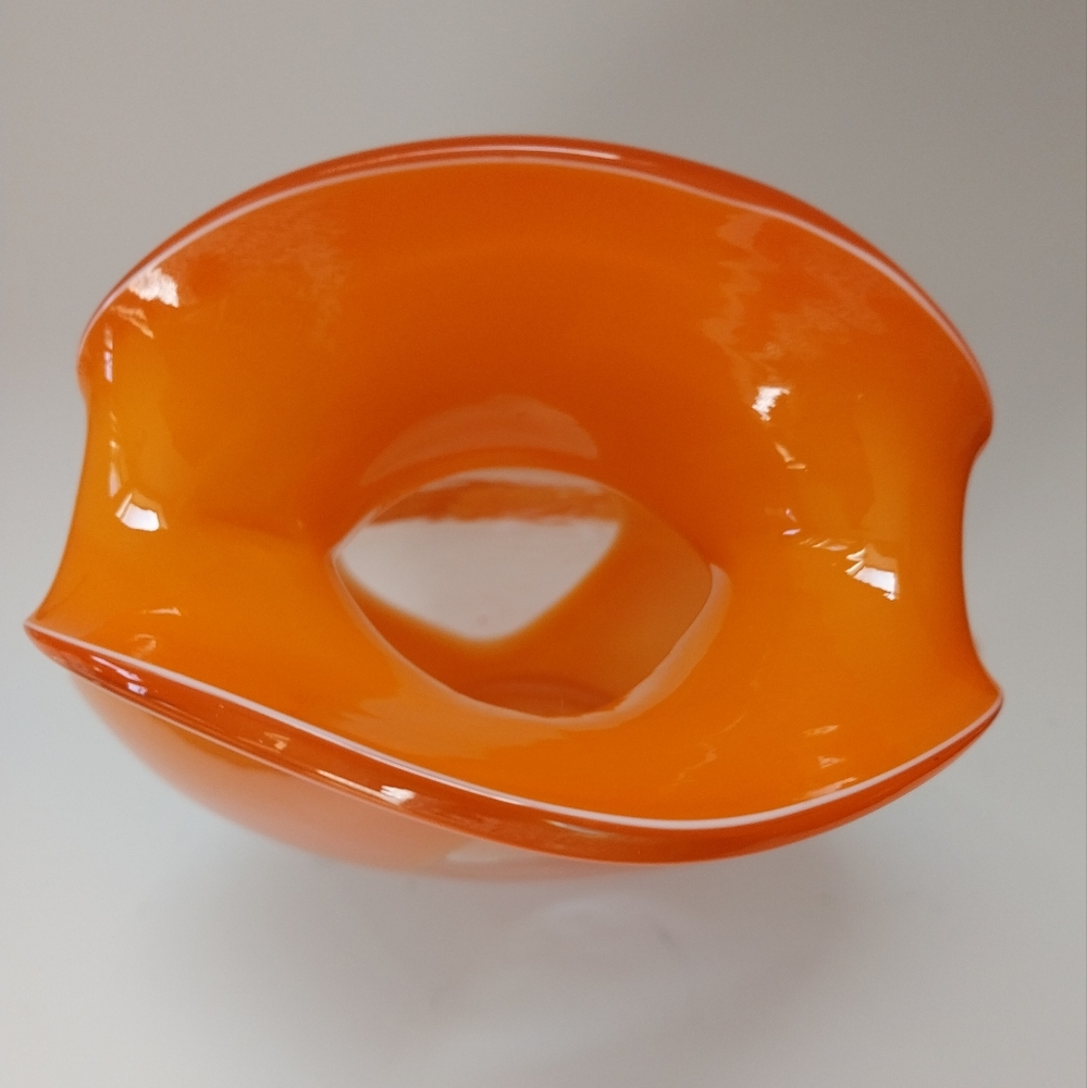 Rare Orange and Clear Blown Glass Vase. - Picture 5 of 9
